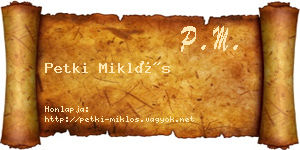 Petki Miklós névjegykártya